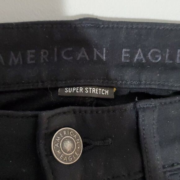 AMERICAN Eagle 28x27 black size 0 super stretch jeggings - Picture 6 of 8